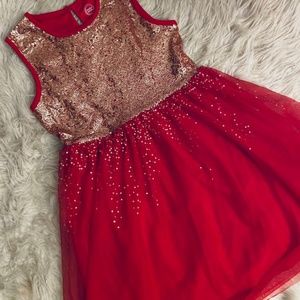 Red and Gold sparkle dress
